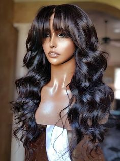 Go & Get this unit: https://www.rpgshow.com/long-natural-wavy-curtain-bangs-human-hair-lace-front-wigs-wigzbycharise001.html?code=pin Frontal Wig With Bangs, Long Human Hair Wigs, Virgin Hair Wigs, Brazilian Remy Hair, Wig With Bangs, Body Wave Wig, Front Lace Wigs Human Hair, Human Hair Lace Wigs, Hair Density