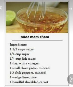 an image of a recipe for nuoc mam cham with ingredients in it