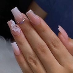 Quinceanera Nails, Acrylic Nails Nude, Unghie Nail Art, Nagel Tips, White Acrylic Nails, Blush Nails, Short Square Acrylic Nails, Acrylic Nails Coffin Pink