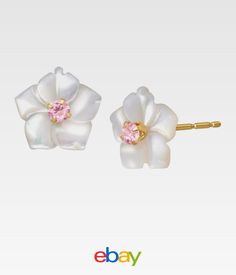 White Flower Earrings For Formal Occasions, White Pearl Earrings With Gemstone, White Fine Jewelry Flower Earrings For Formal Occasions, White Flower Fine Jewelry Earrings, Pearl Flower Earrings, Sale Image, Floral Studs, Jewelry Lookbook, Pearl Flower