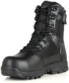 The line of Sector Duty Boots from LA Police Gear combines high quality materials and construction without any of the fluff you don't need. This and the fact that there are no middle men at LAPG make for a boot that matches the quality of styles twice (or more) the price. Available in a 6" Black Version, 8" Black Version, and an 8" Black Waterproof Version (this one), plus more styles and colors on the way. The Sector line of boots features a fully polishable, full-grain leather toe. On this black boot we made sure to do the full-grain leather toe to prevent peeling and cracking and increase the longevity of the boot. The hardware is all extra reinforced - durable and tough eyelets and lace hooks, a YKK zipper with a sizeable pull that works well even with gloves, and a tough and aggressiv Altama Boots, Belleville Boots, Tactical Duffle Bag, Rocky Boots, Survival Accessories, Police Gear, Tactical Shoes, Duty Gear, Tactical Clothing