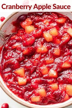 cranberry apple sauce in a white bowl