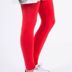 Agnes & Dora Leggings In Bright Red, Size S/M (4-12). Super Comfy! Red Full-length Leggings For Spring, Trendy Non-stretch Red Leggings, Trendy Red Non-stretch Leggings, Red Tight Full-length Leggings, Trendy Red Leggings For Spring, Red Stretch Footless Bottoms, Trendy Stretch Red Bottoms, Red Stretch Leggings, Trendy Red Full-length Leggings