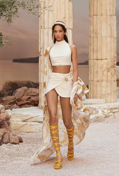 Chanel Cruise 2018 | Dazed Modern Ancient Greek Fashion, Modern Greek Fashion, Ancient Greece Fashion, Yasmin Wijnaldum, Abed Mahfouz, Moda Chanel, Chanel Resort