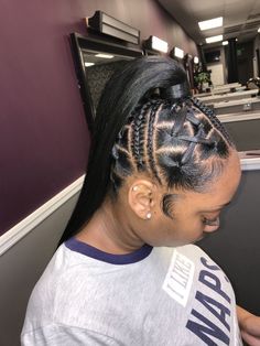 Braided Ponytail Black Hair, Black Hair Updo Hairstyles, Natural Hair Bun Styles, Feed In Braids Hairstyles, Braids Hairstyles Pictures