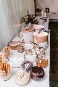 an assortment of desserts and snacks on a table