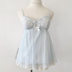 Coquette Night Dress, Babydoll Night Dress, Babydoll Dress Aesthetic, Candy 1968, Aquarius Fashion, Blue Babydoll Top, Night Ware, Coquette Outfits, Slay The Day