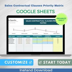 the sales sheet for google sheets is displayed on a laptop screen with an arrow pointing to it