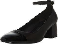 Black Patent Leather Block Heels For Work, Black Block Heels For Work, Black 4-inch Block Heels For Office, Black Block Heels With 4-inch Heel For Office, Black Low Heel Block Heels For Office, Black Block Heels With Stacked Heel For Work, Black Block Heels With Sculpted Heel For Office, Black Stacked Heel Block Heels For Work, Office Black Block Heels With Sculpted Heel