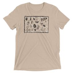 Women's organic t-shirt featuring unique distressed carvings lino stamp art inspired by Wes Anderson's 'Fantastic Mr. Fox.' Express your love for this iconic film with the whimsical 'What the cuss' quote, all while enjoying the comfort of eco-friendly tri-blend fabric. The tri-blend fabric creates a vintage, fitted look. And extreme durability makes this t-shirt withstand repeated washings and still remain super comfortable. * 50% polyester, 25% combed ring-spun cotton, 25% rayon * Fabric weight: 3.4 oz/yd² (115.3 g/m²) * Pre-shrunk for extra durability * 40 singles * Regular fit * Side-seamed construction * Blank product sourced from Guatemala, Nicaragua, Honduras, or the US This product is made especially for you as soon as you place an order, which is why it takes us a bit longer to del Vintage Hand Printed Short Sleeve T-shirt, Vintage Hand-printed Short Sleeve T-shirt, Vintage Hand Printed Crew Neck Tops, Fox Lino, Cussing Quote, Lino Stamp, Fox Shirt, Fantastic Mr Fox, Mr Fox