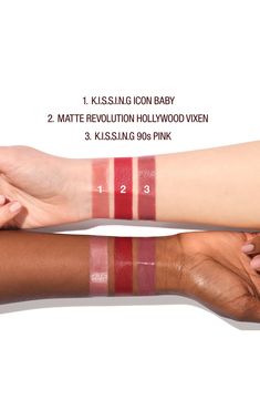 What it is: A limited-edition set of three of Charlotte's Hollywood iconic K.I.S.S.I.N.G Lipsticks, designed to give you a super-flattering, contour-like effect. What it does: K.I.S.S.I.N.G. Lipstick offers a capsule color wardrobe, with colors ranging from backstage nudes to red-carpet reds, made to suit any skin tone. The lipsticks are enriched with the antioxidant Lipstick Tree, a breakthrough secret ingredient that naturally protects lips from UV damage, leaving them cashmere-soft and irresi Pink Lip Color, Lip Lacquer, Lip Brush, Hollywood Star, Pink Lips, Charlotte Tilbury, Lip Liner, Lip Colors, Skin Tones