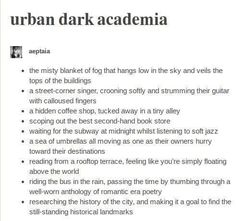 an article about urban dark academy in english and spanish, with the caption above it