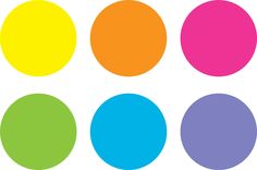 four different colored circles on a white background