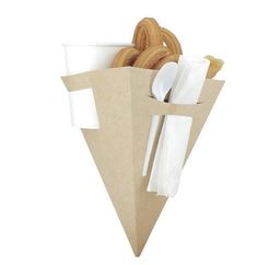 a brown paper bag filled with white napkins and pretzels on top of each other