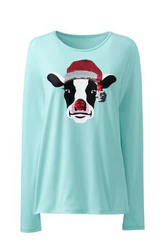 Women's Christmas Crewneck Long Sleeve T-Shirt Graphic from Lands' End Christmas Outfit Ideas Plus Size, Dressy Christmas Outfits, Christmas Outfit Ideas Casual, Christmas Outfit Ideas For Family, Outfit Ideas Dressy, Funny Christmas Outfits, Christmas Outfit Casual, Family Christmas Outfits