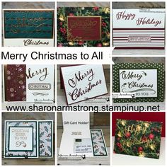 many different christmas cards with the words merry christmas to all and other holiday greetings