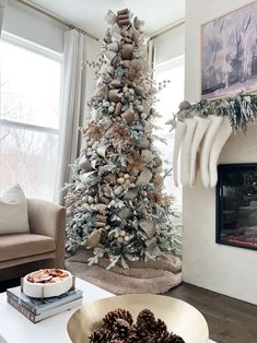 a decorated christmas tree in a living room