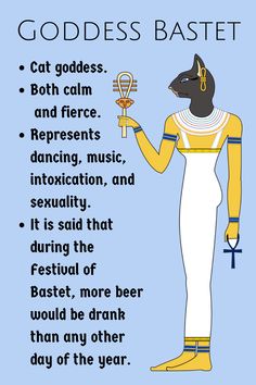 an egyptian god with the words goddess bastet