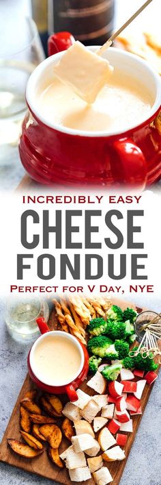 a cheese fondue recipe on a cutting board