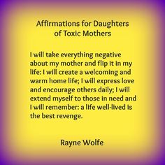 a poem written in black and yellow with the words affirmmations for daughters of tonic