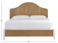 a bed with a wooden headboard and foot board, measurements for the mattress area