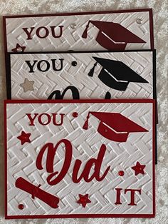 two graduation cards with the words you did it