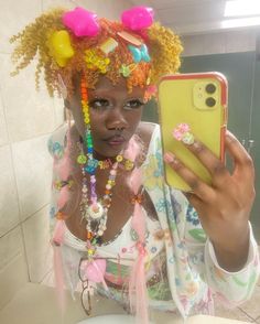 Kidcore Hair, Clowncore Outfit, Harajuku Hair, Rainbow Outfit, Aesthetic People