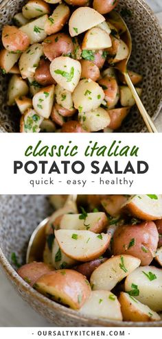 the classic italian potato salad is ready to be eaten