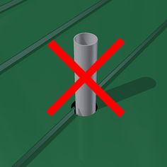 two red crosses are crossed over a white object on a green surface with diagonal lines