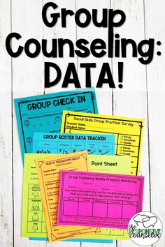 four groups of posters with the text group counseling data