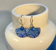 I make each pair of earrings in my home studio. These are enamel with silk screened glass detail, torch fired and hung on handmade gold filled ear wire. Torch Fired Enamel, Torch Fired Enamel Jewelry, Enameling Jewelry, Paper Earrings, Paper Jewelry, Enamel Bracelet, Enamel Earrings, Handmade Gold, Enamel Jewelry