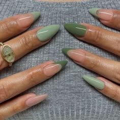 Green Acrylic Nails, Milky Nails, Green Nail