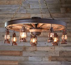 a chandelier hanging from a wooden ceiling