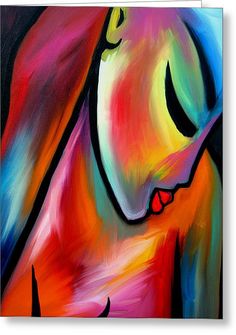 an abstract painting of a woman's face