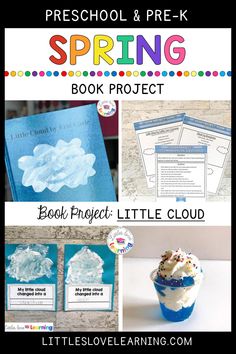 the book project for preschool and pre - k spring is featured in this postcard