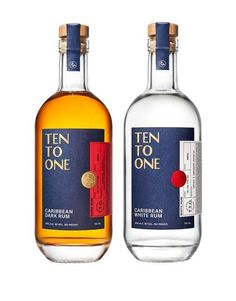 two bottles of gin to one on a white background