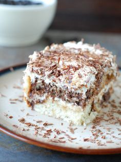 a piece of cake sitting on top of a white plate