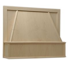 a wooden shelf with an open top on the bottom and one corner missing from it