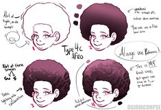 the stages of an afro haircut with different facial expressions and hairstyles on each side