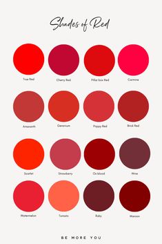 the shades of red and pink are shown in this graphic style, with different colors to choose