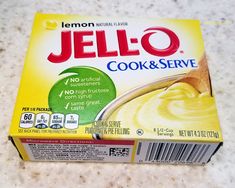 a box of jello sits on the counter