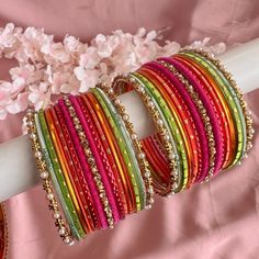 Thread Bangles Design, Colorful Bangles, Thread Bangles, Indian Jewelry Sets, Bridal Bangles, Bangles Jewelry Designs