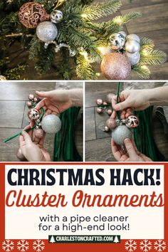 christmas hacks with ornaments hanging from the tree