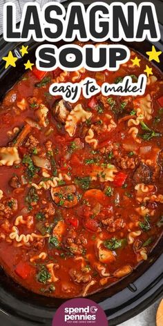 the cover of lasagna soup easy to make