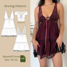 a women's nightgown with lace trimmings and spaghetti straps on the bottom