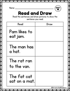 the worksheet for reading and writing words with pictures to help students learn how to read