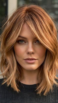 Is This the Copper Blonde Layered Pixie of Your Dreams? 💭 Golden Brown Bob Hair, Warm Autumn Blonde Hair, Bright Copper Hair With Highlights, Short Copper Hair With Blonde Highlights, Gingerbread Hair Color, Copper And Brown Hair, Golden Copper Hair, Short Copper Hair