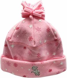 Chicago White Sox Toddler Princess Ski Knit Hat Pink Winter Cotton Hat For Gifts, Cute Fitted Winter Beanie, Winter Cotton Hat As Gift, Cute Fitted Beanie For Winter, Cotton Winter Hat For Gift, Cotton Winter Hat As A Gift, Cotton Winter Hat As Gift, Warm Pink Cotton Hat, Pink Warm Hat For Gift