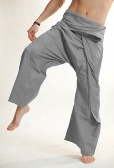 Grey Extra Long #Thai #fisherman #pants - by #Bindidesigns $40 Baggie Pants, Armor Corset, Sarouel Pants, Thai Pants, Lounge Outfit, Mens Loungewear