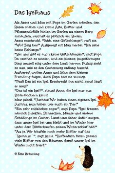 a poem written in german with autumn leaves